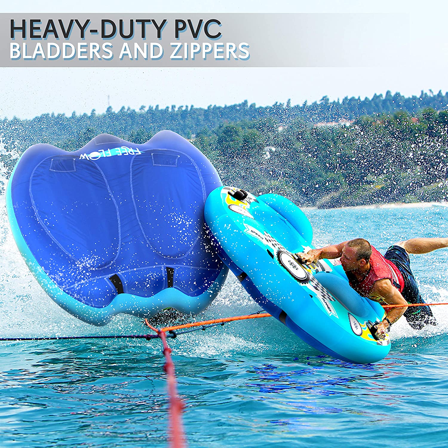 SereneLife SLTOWBL10 Watersports Inflatable Towable Booster Tube Two Person Water Boating Float Tow Raft PVC Bladder Inflatable Pull Boats/Tubes/Towables w/ Dual Seats Foam Pad Nylon Handles SereneLife SLTOWBL10 Watersports Inflatable Towable Booster Tube Two Person Water Boating Float Tow Raft PVC Bladder Inflatable Pull Boats/Tubes/Towables w/ Dual Seats Foam Pad Nylon Handles